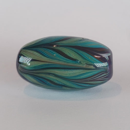 Striped chunky oval lampwork focal bead - Jolene Beads - lampwork beads & jewellery