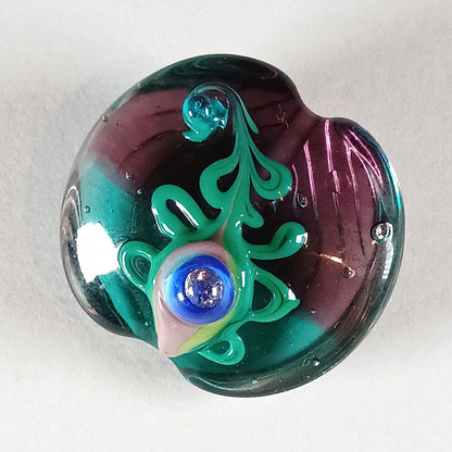 Teal and purple peacock feather focal lampwork bead - Jolene Beads - lampwork beads & jewellery