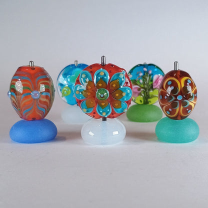 Tumbled opal blue glass bead stand - Jolene Beads - lampwork beads & jewellery