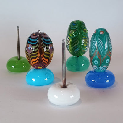 Tumbled opal blue glass bead stand - Jolene Beads - lampwork beads & jewellery