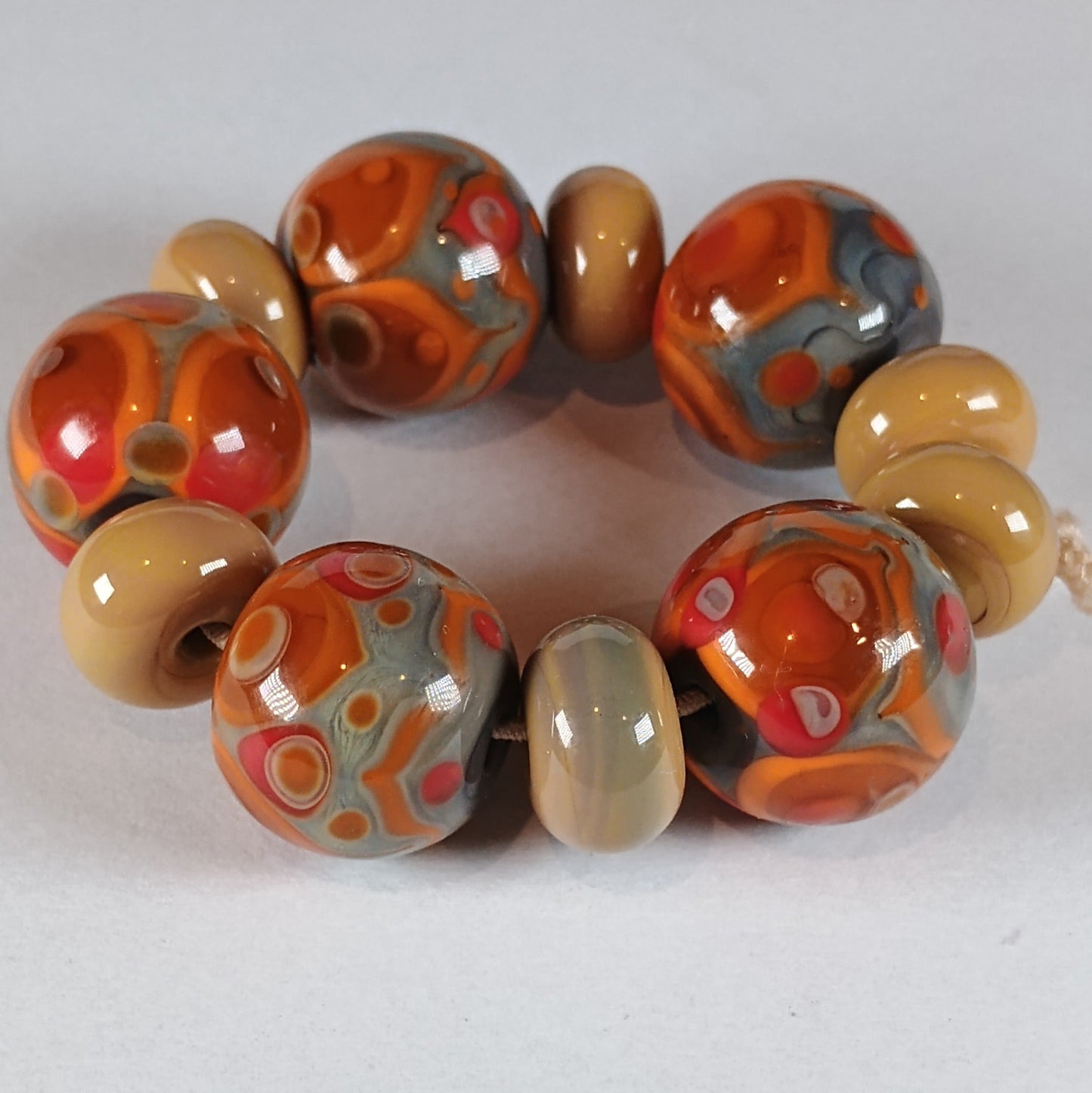 Warm brown lampwork bead set - Jolene Beads - lampwork beads & jewellery
