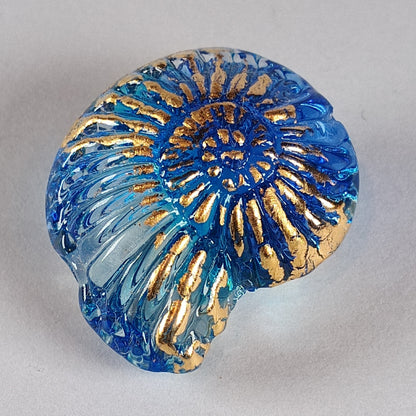 Blue and aqua ammonite focal bead Jolene Beads