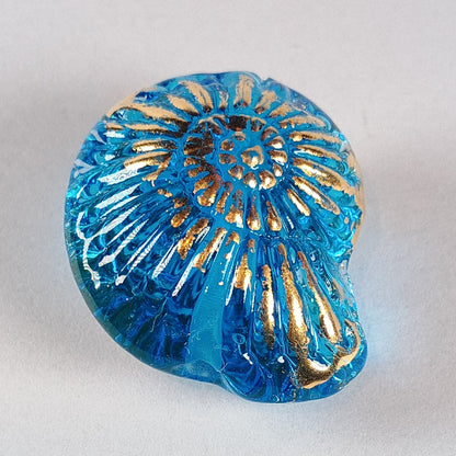 Aqua ammonite focal bead Jolene Beads