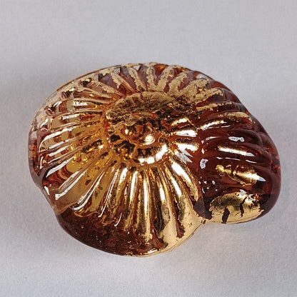 Amber and gold ammonite lampwork bead Jolene Beads