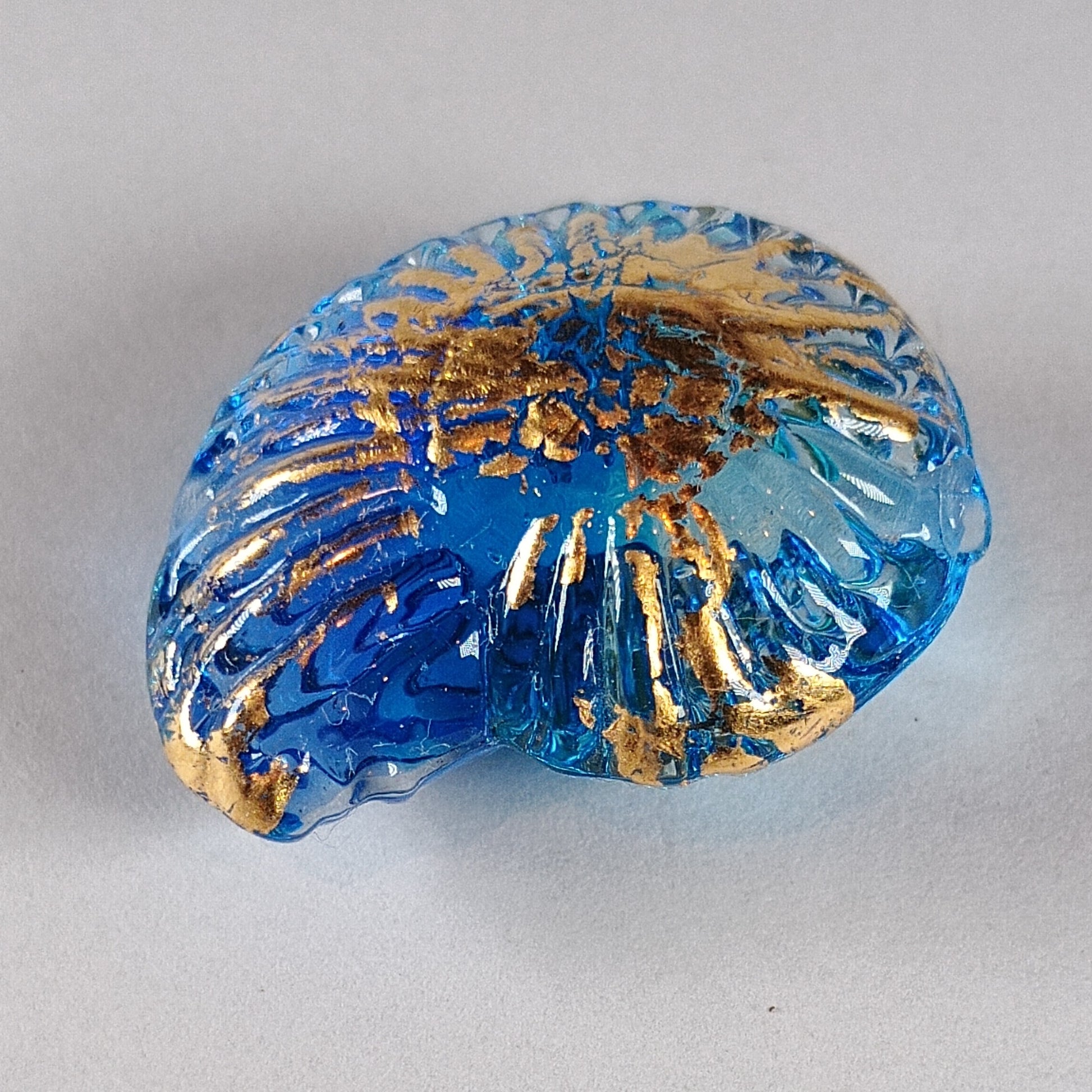 Blue and aqua ammonite focal bead (2) Jolene Beads