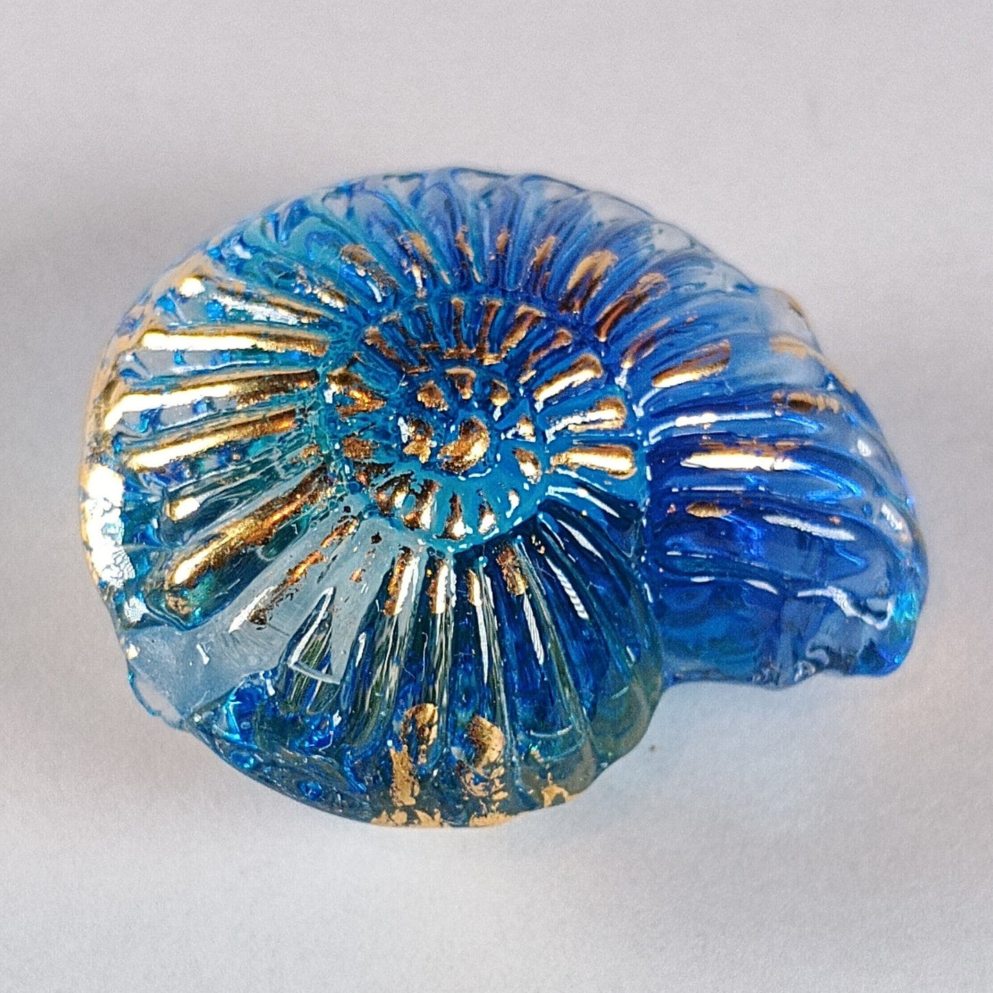 Blue and aqua ammonite focal bead (2) Jolene Beads