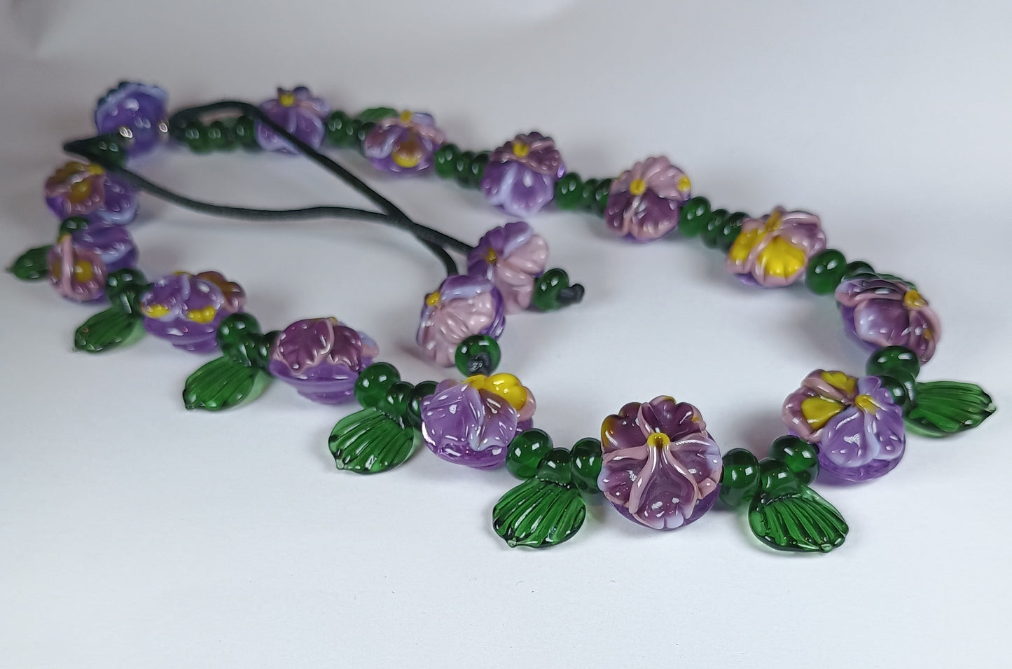 Purple pansy necklace Jolene Beads