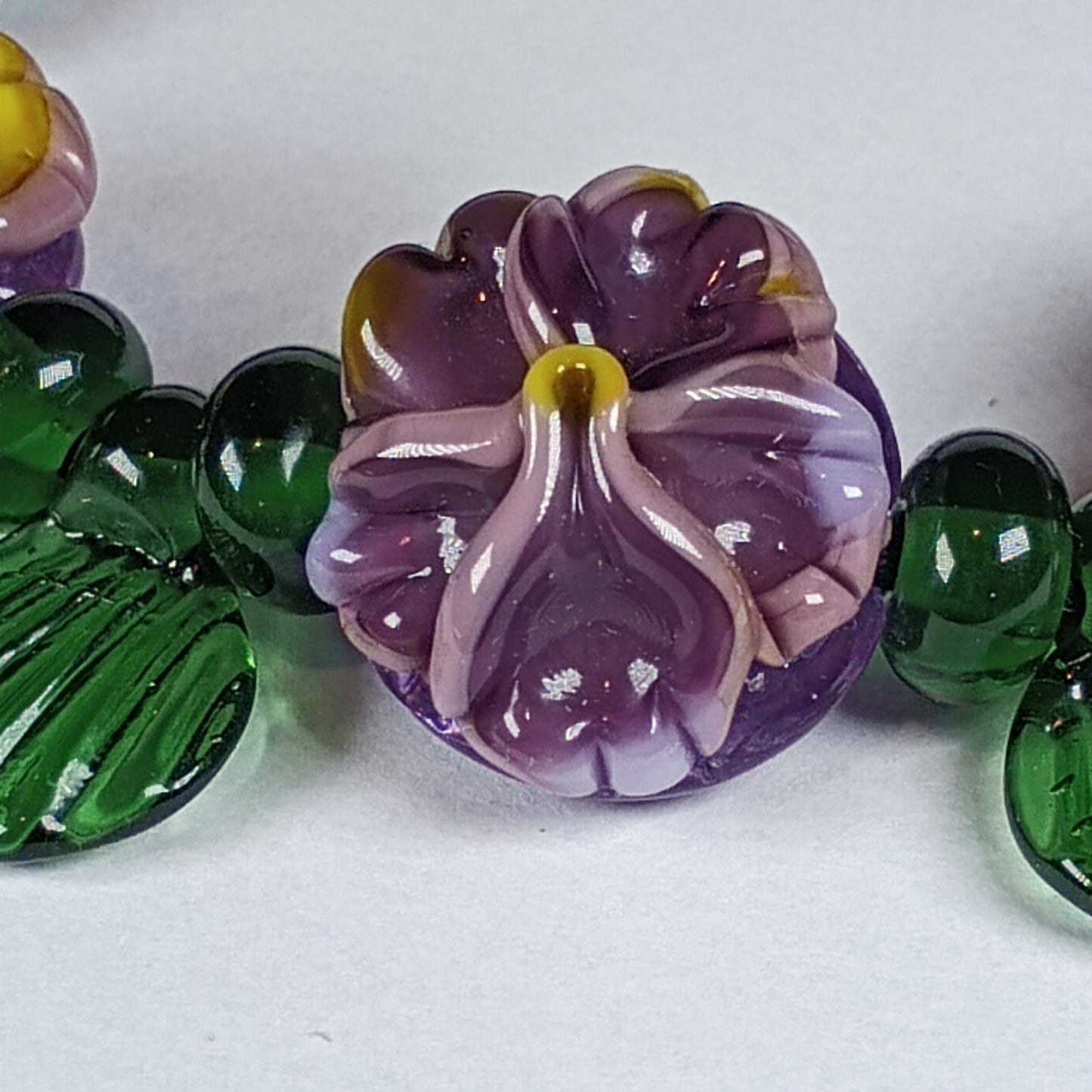 Purple pansy necklace Jolene Beads