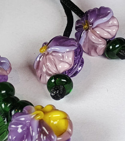 Purple pansy necklace Jolene Beads