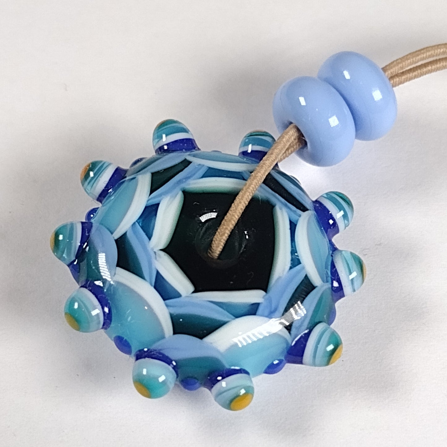 Blue and turquoise dragonscale disk bead (Copy) Jolene Beads