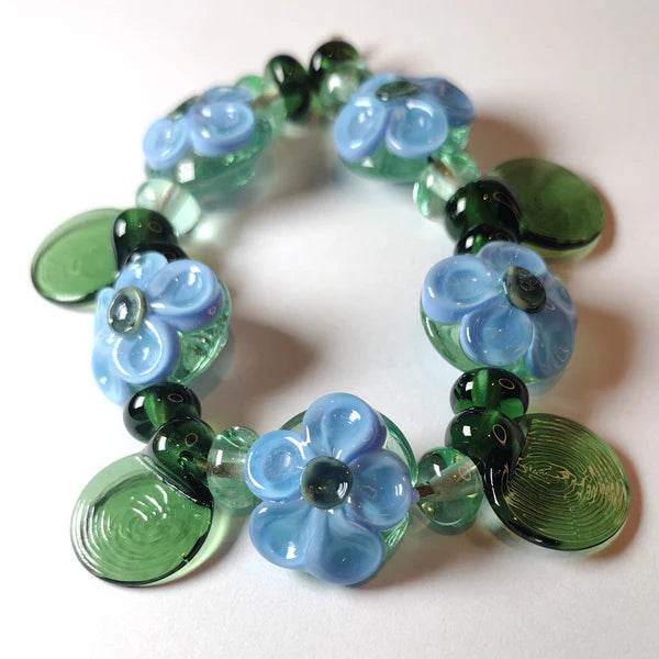 Blue Daisy lentil bead set Jolene Beads