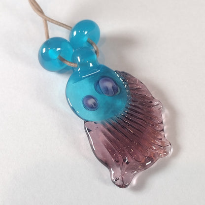 Opal blue and purple wing pendant bead with spacers Jolene Beads