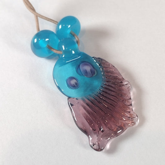 Opal blue and purple wing pendant bead with spacers Jolene Beads