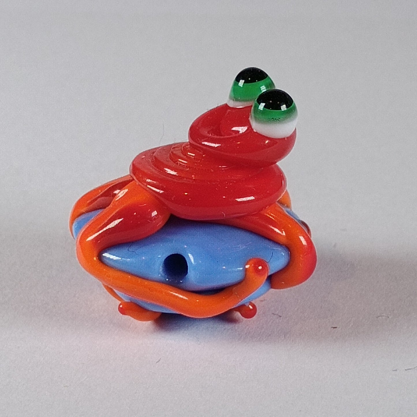 Red and powder blue alien bead Jolene Beads