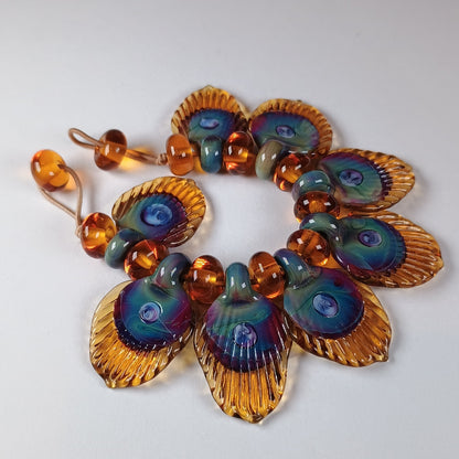 Multicolor and amber wing set Jolene Beads