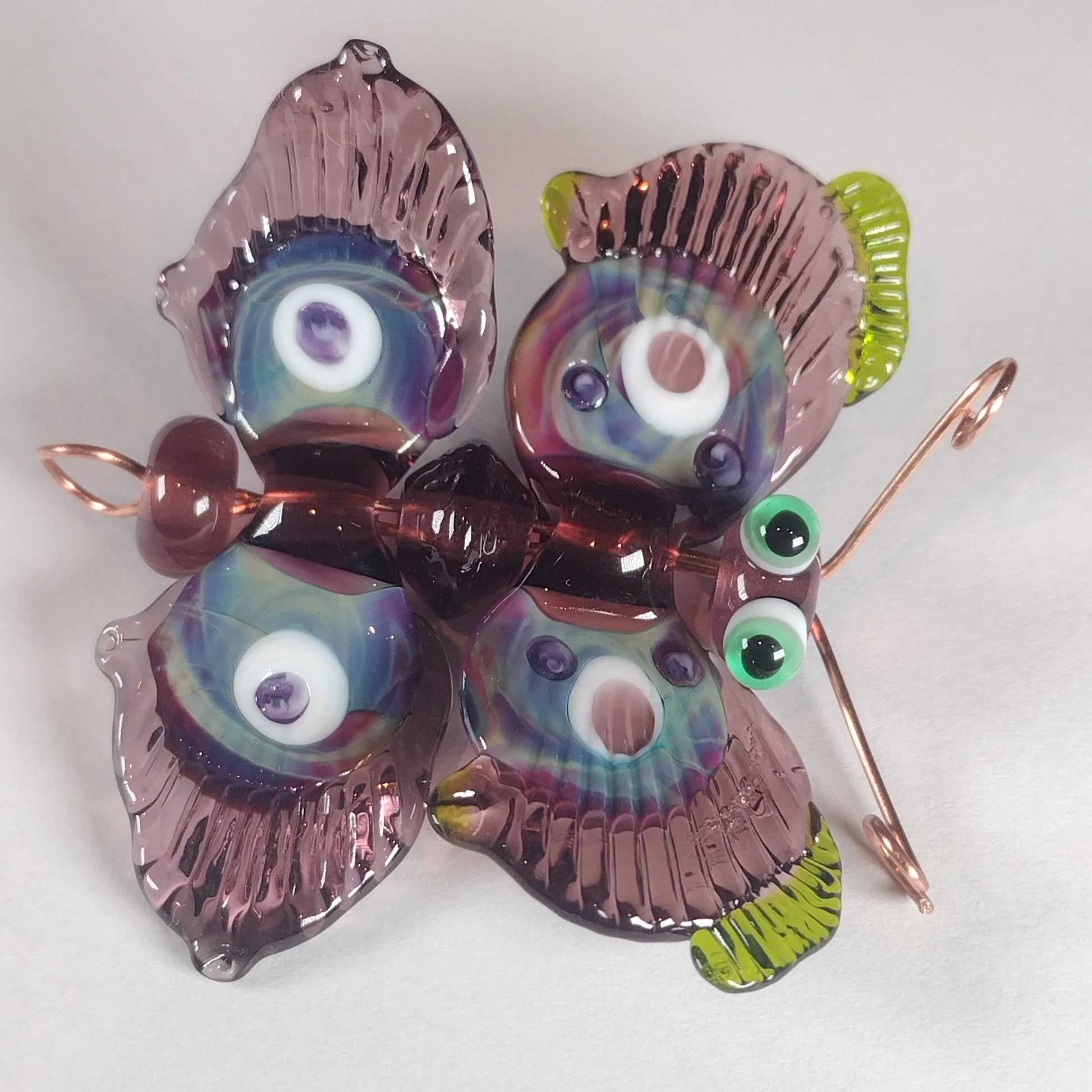 Purple and lime stacked butterfly bead set Jolene Beads