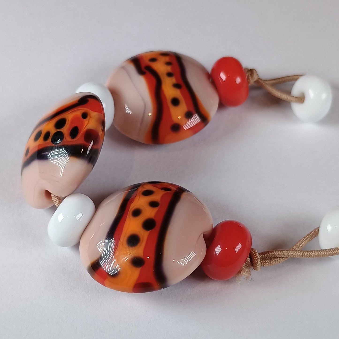 Peach and orange colour pop lentil beads Jolene Beads