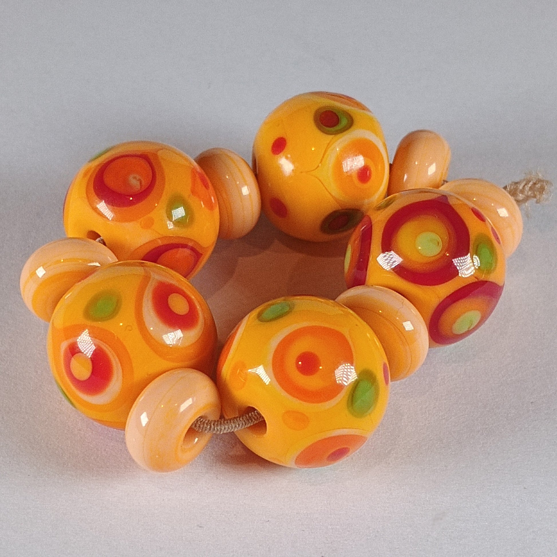 Apricot yellow lampwork bead set Jolene Beads