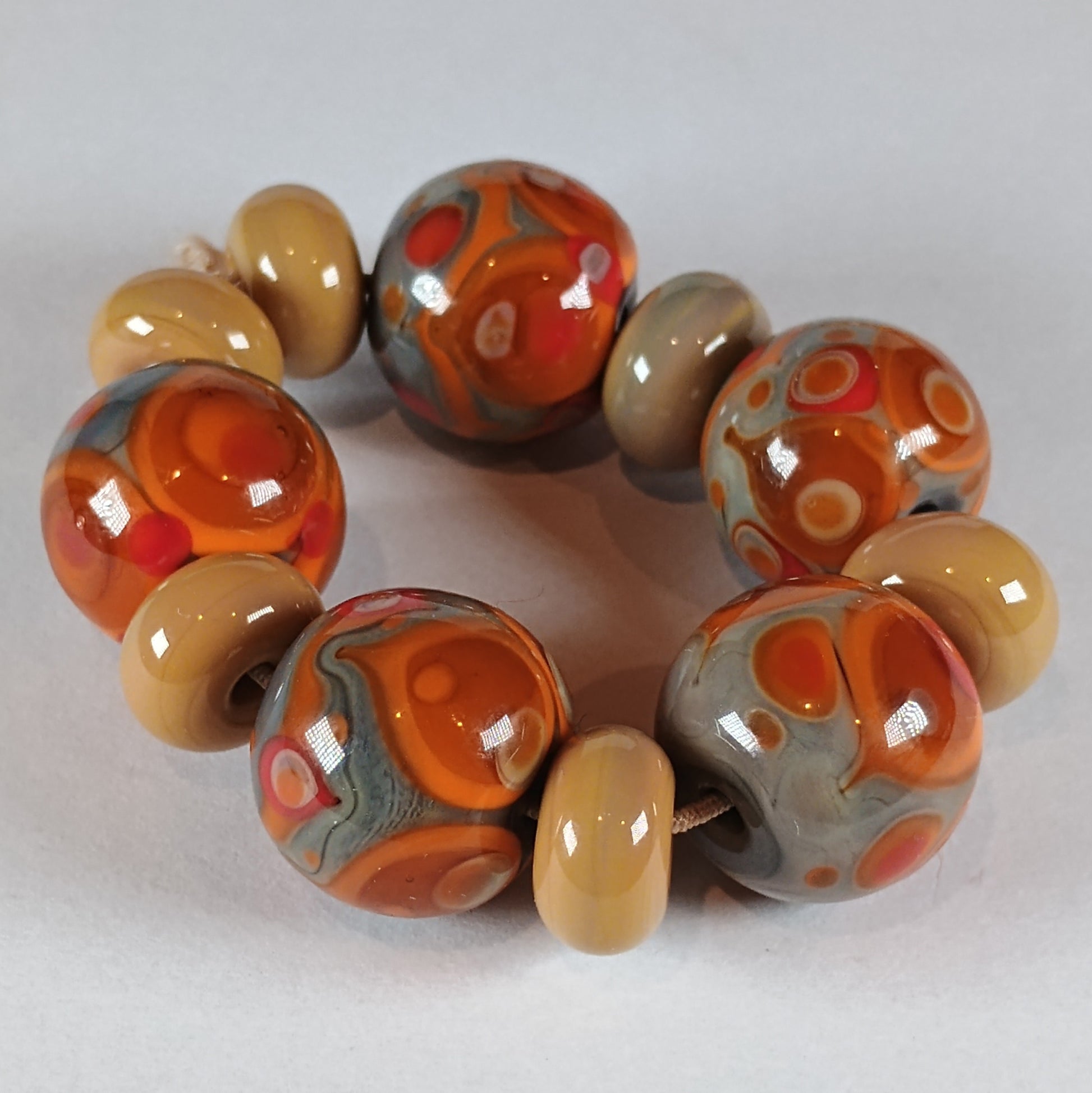 Warm tan brown lampwork bead set Jolene Beads